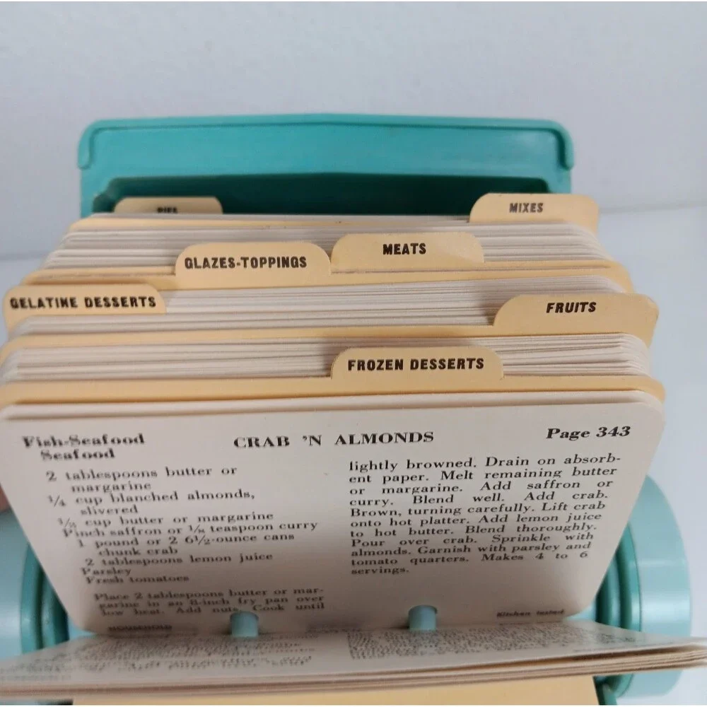 Vintage Household Hi-Speed Cookbook 1956 Rolodex Turn Style Recipe Turquois